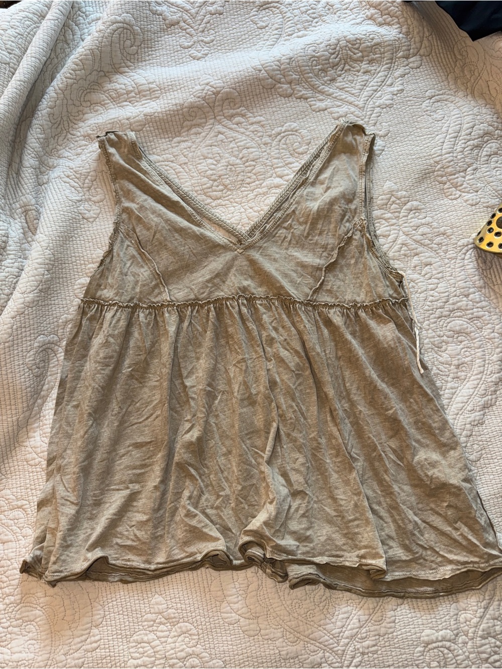 Relaxed V-Neck Flowy Tank Top in Taupe